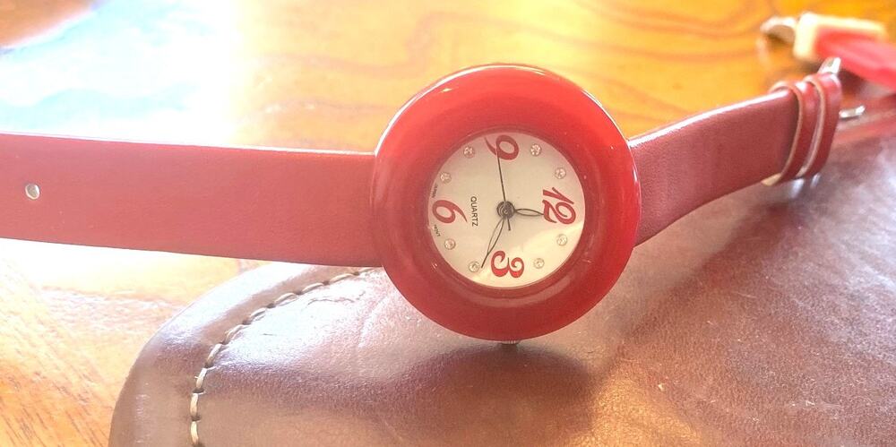 Women's 35mm Red Resin Watch, Red Strap